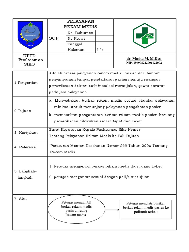 Sop Pelayanan Rekam Medis 01 Pdf
