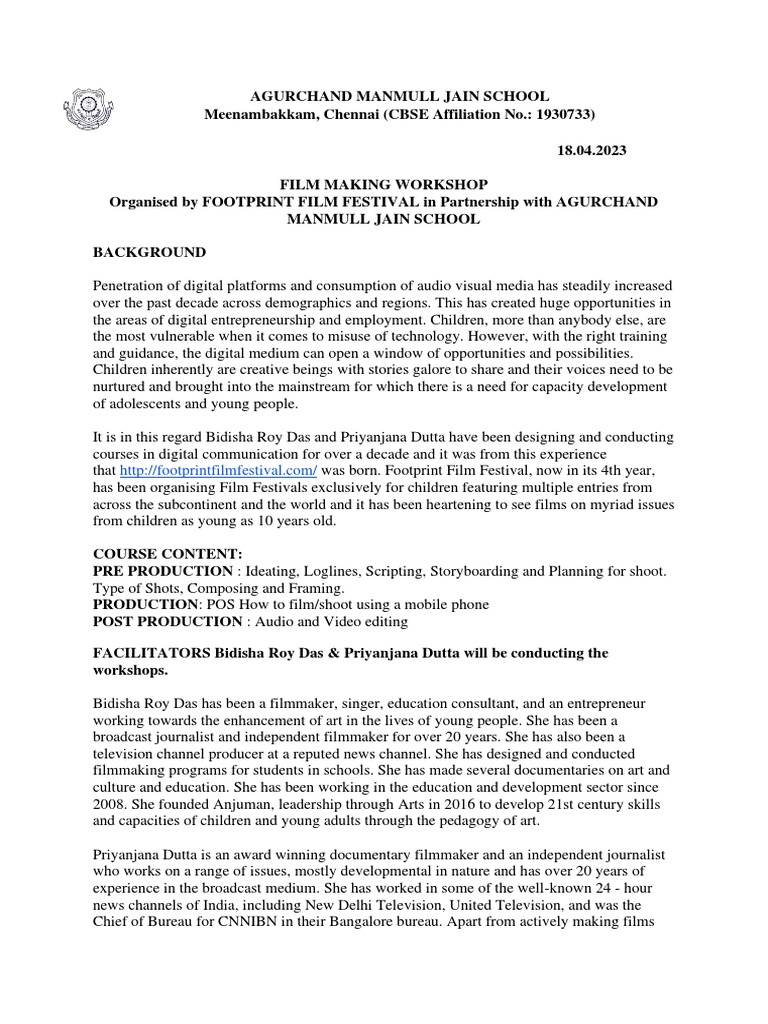 Film Making Workshop | PDF