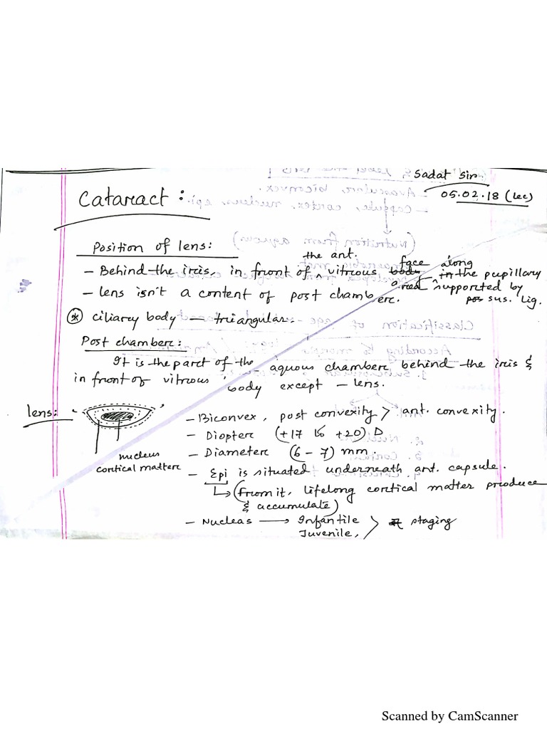 Cataract - Dr. Nazmus Sadat Pilu Sir | PDF