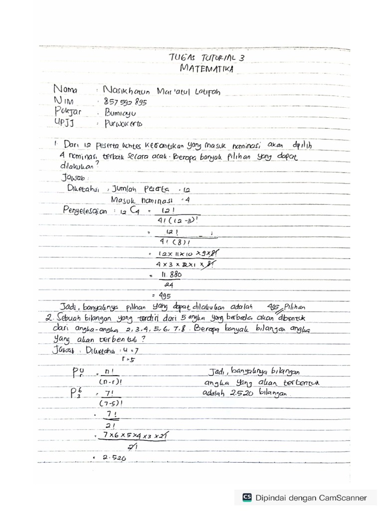 Tugas Tutorial 3 Matematika Pdf
