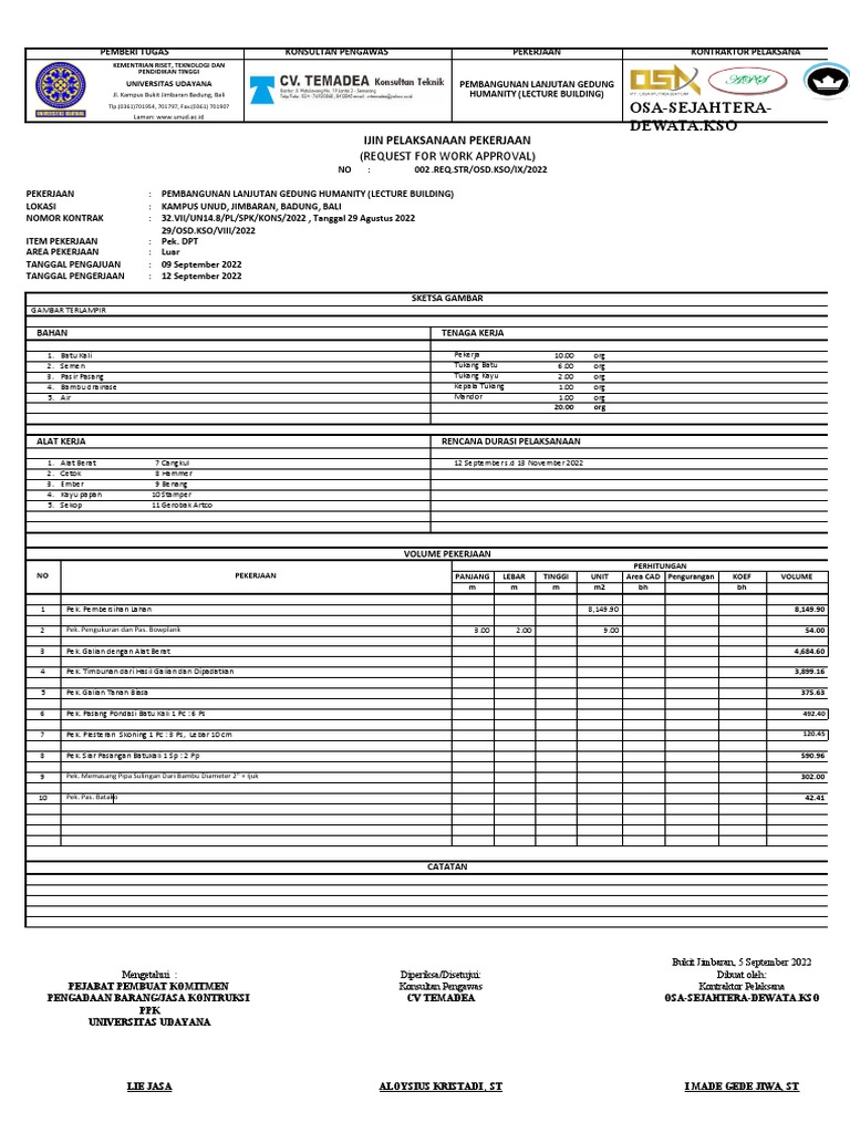 Ok 1. Form Request Pekerjaan | PDF