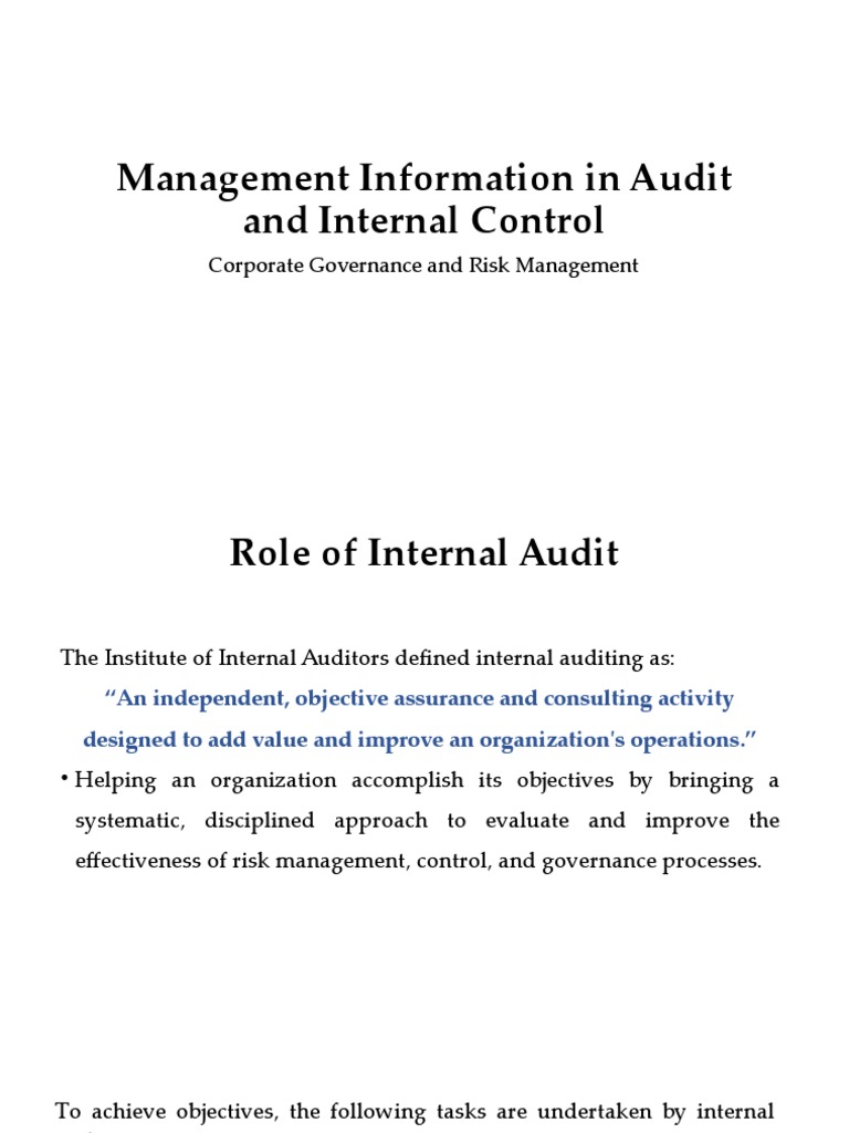 Management Information in Audit and Internal Control | PDF | Internal ...