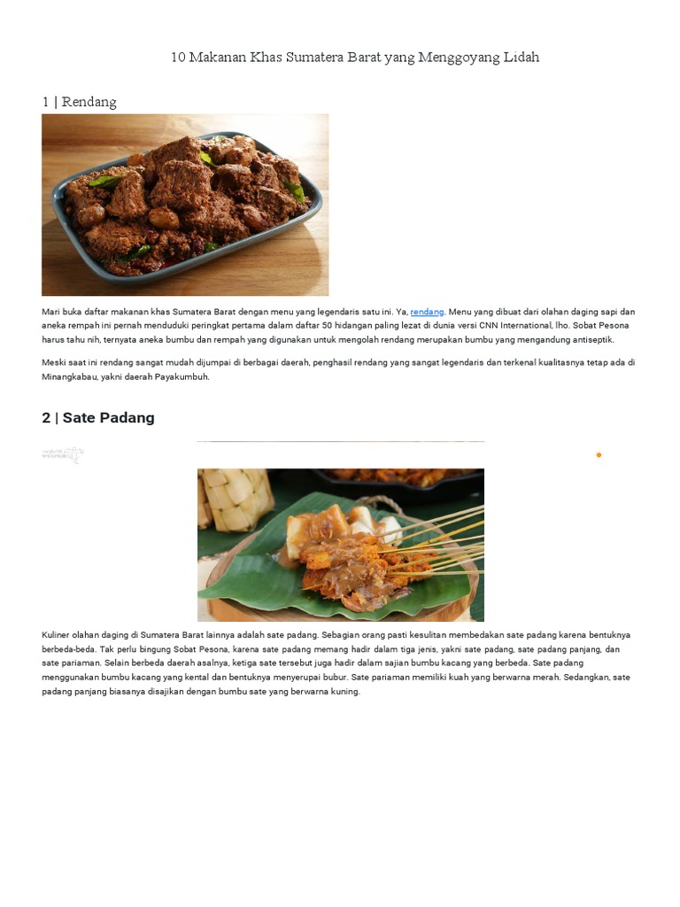 Wajib Dicoba! 10 Makanan Khas Sumatera Paling Legendaris