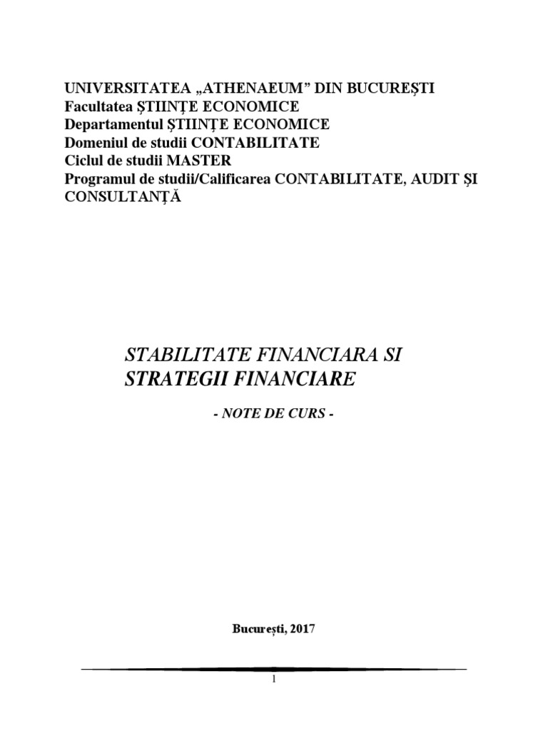 CursStabilitate Financiara Si Strategii Financiare PDF