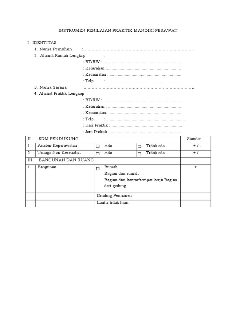 Instrumen Penilaian Praktik Mandiri Perawat | PDF
