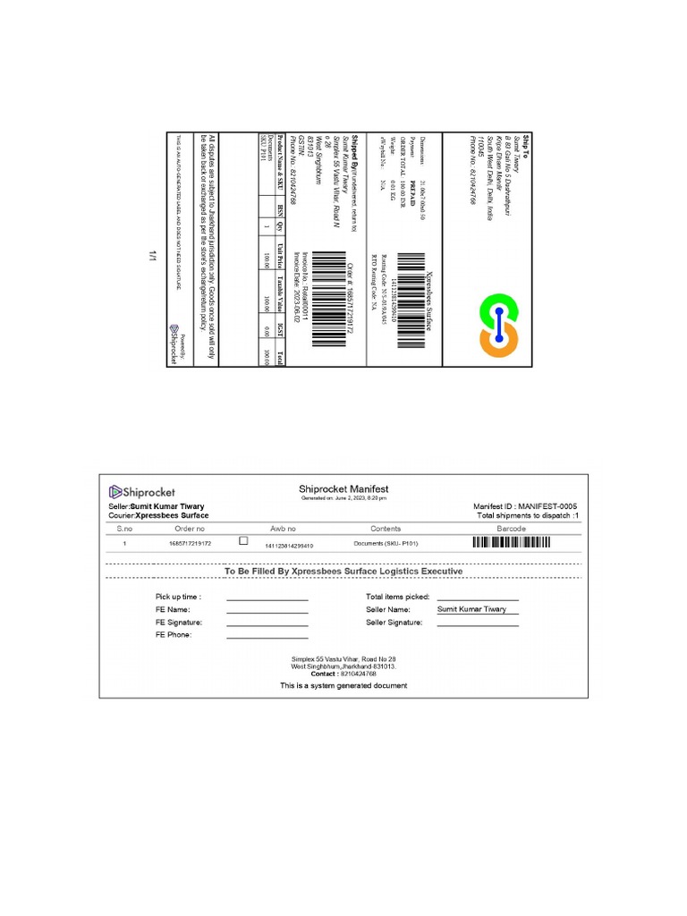 Courier Label PDF
