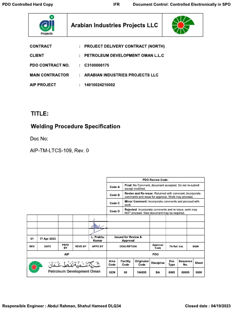 Wps 109 Repair With PWHT Code B | PDF