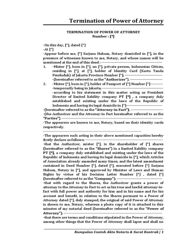 Termination of Power of Attorney PDF Power Of Attorney Government
