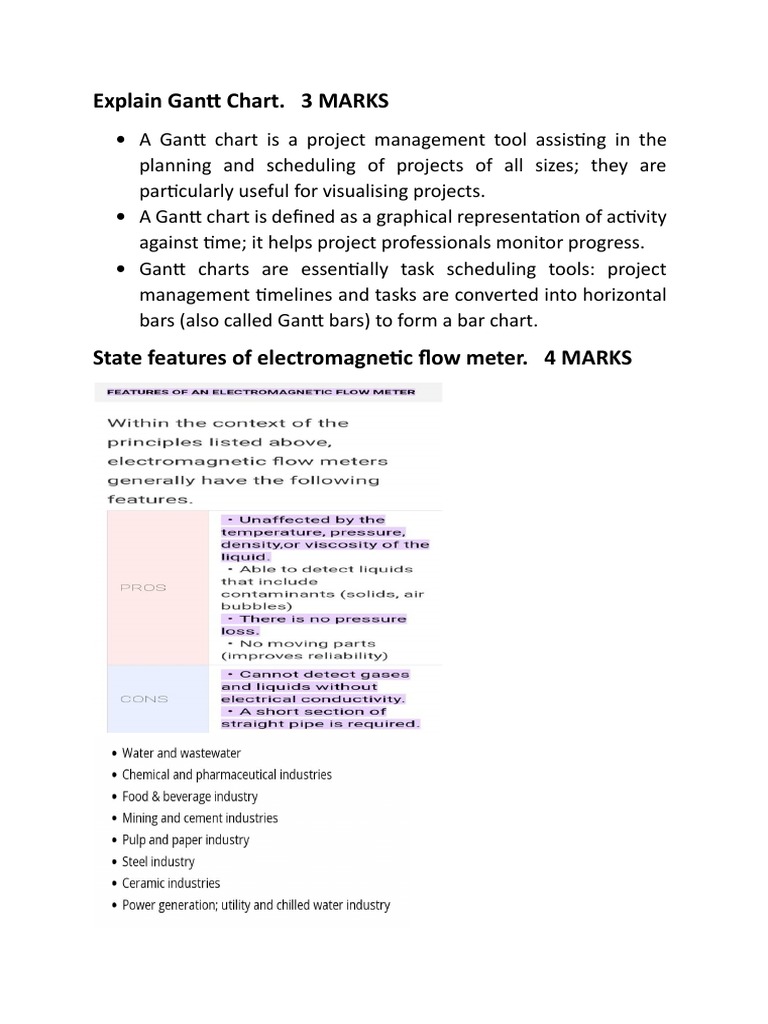 Explain Gantt Chart. 3 MARKS PDF