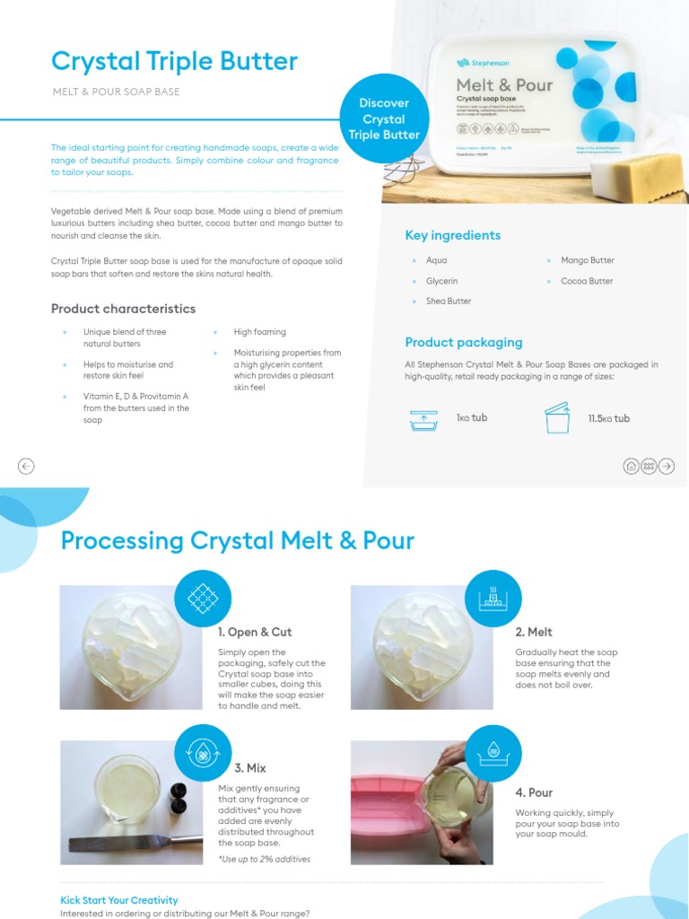 Crystal Triple Butter Soap Base Guide | PDF | Soap | Chocolate