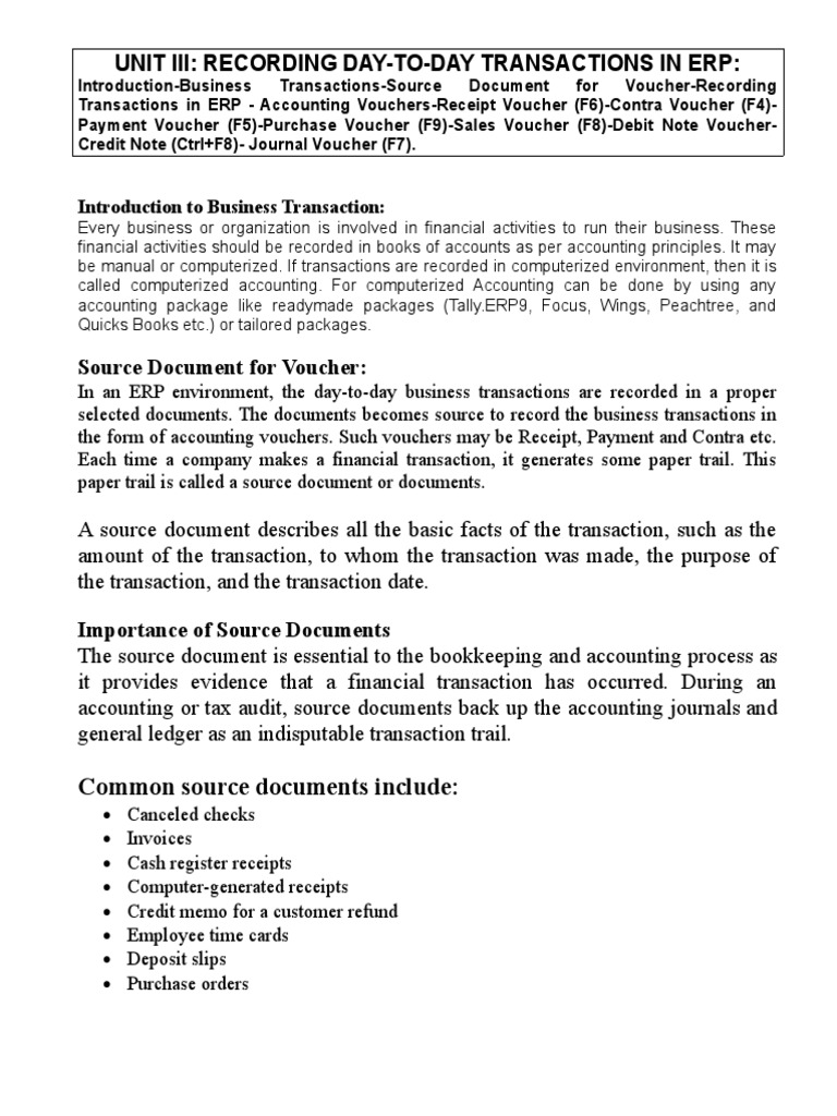 Computerized Accounting Notes Unit III For Students PDF Debits
