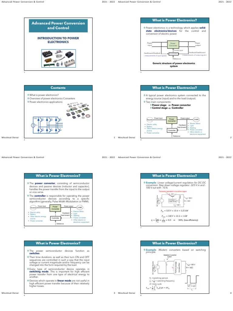 Lecture 1 Introduction to Power Electronics PDF Power Electronics