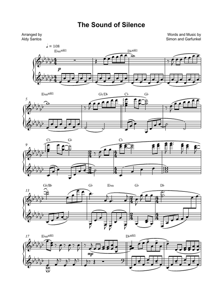 The Sound of Silence Simon and Garfunkel PDF