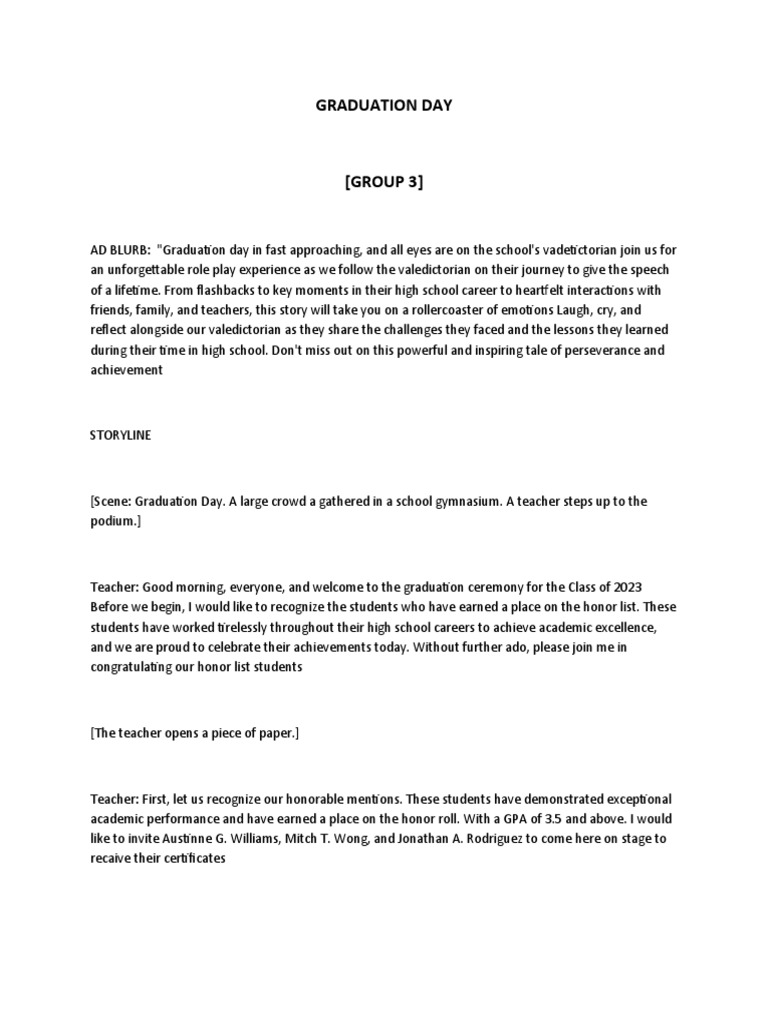Graduation Day Pdf