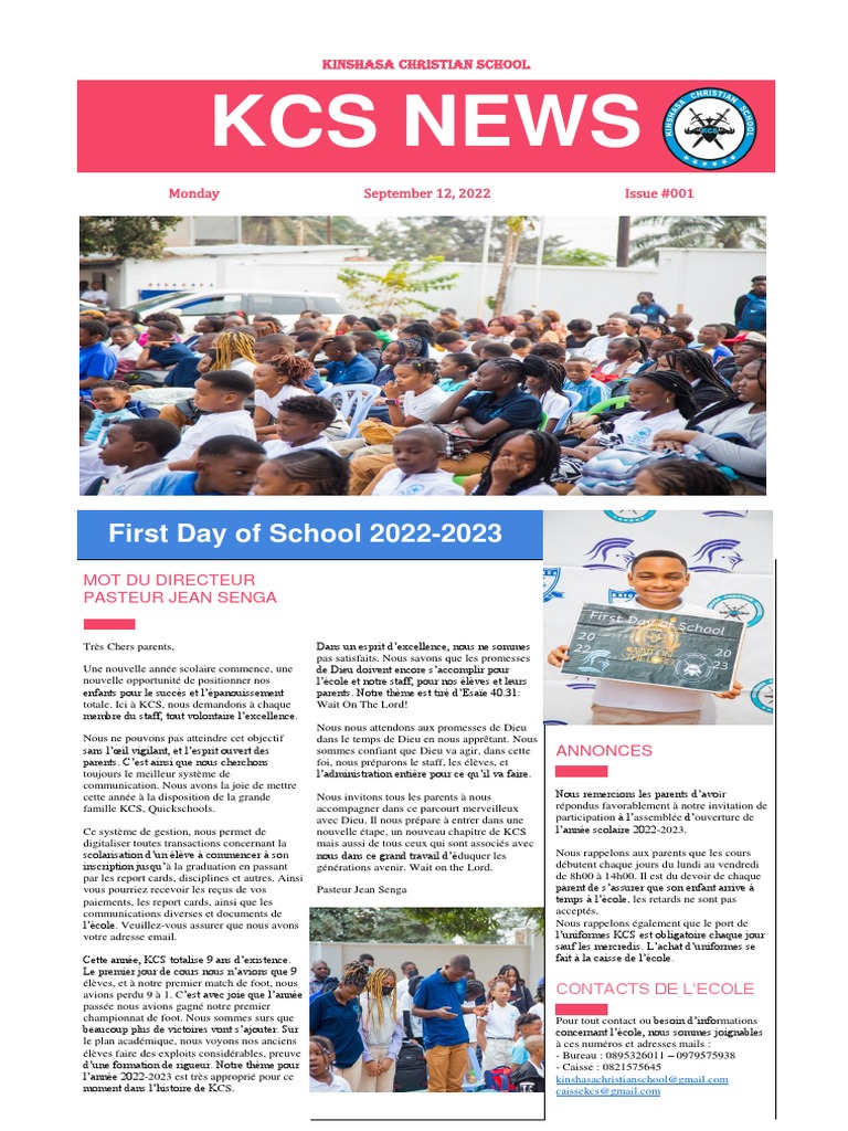 KCS News 2022 2023 First Day of School PDF