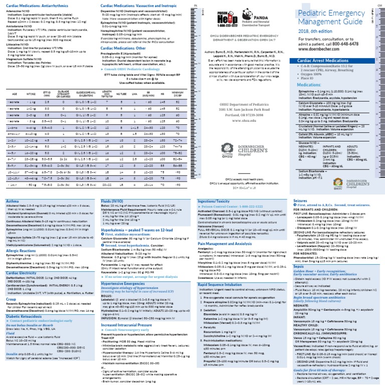 Pediatric Emergency Pocket Guide PDF Pharmacology Drugs