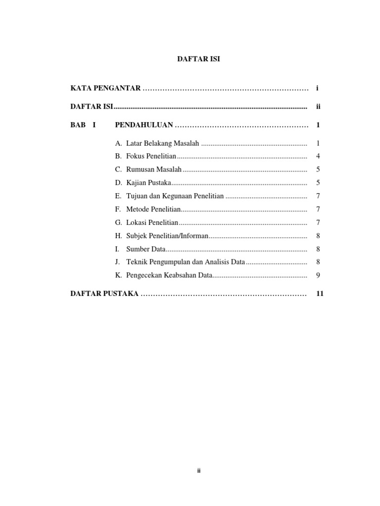 Daftar isi proposal pdf
