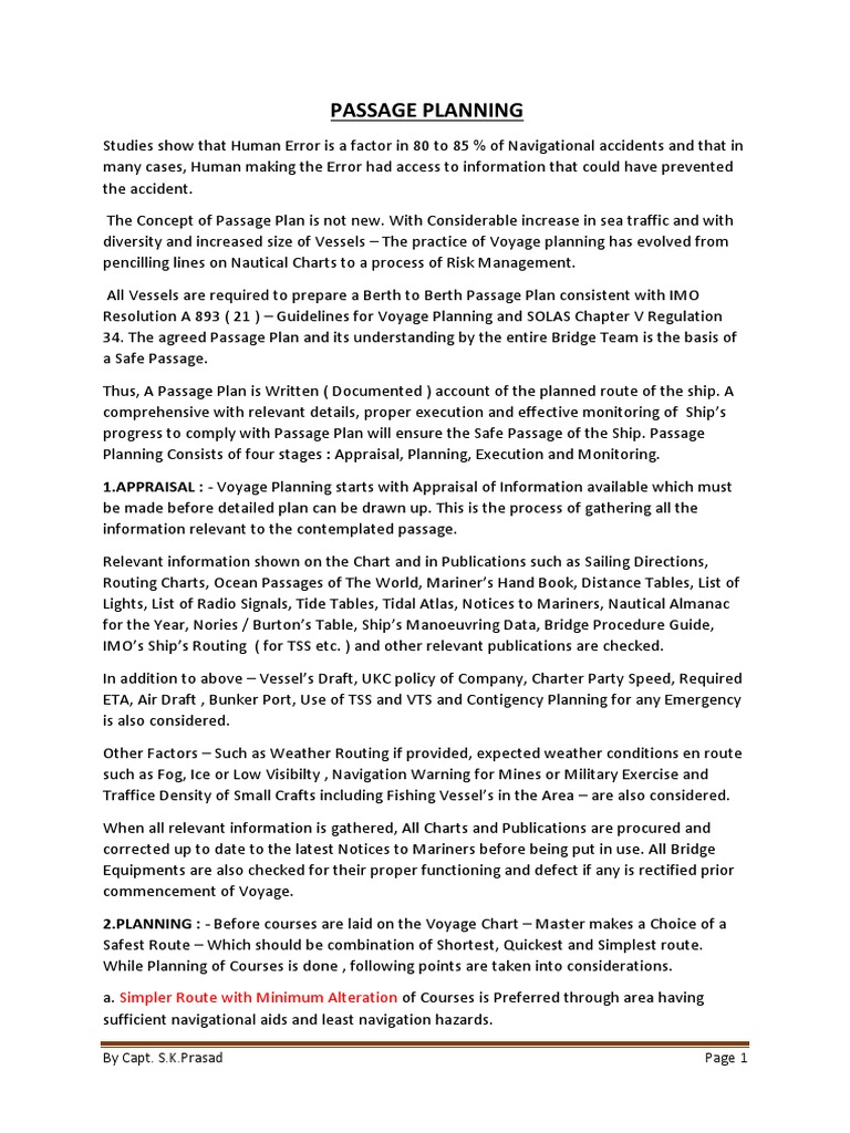 Passage Plan PDF Navigation