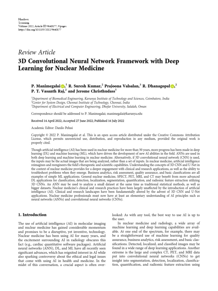 3D Convolutional Neural Network Framework With Dee | PDF | Artificial ...