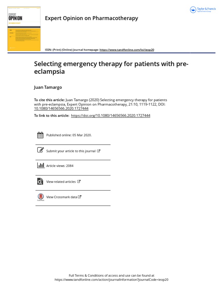 Selecting emergency therapy for patients with pre eclampsia PDF