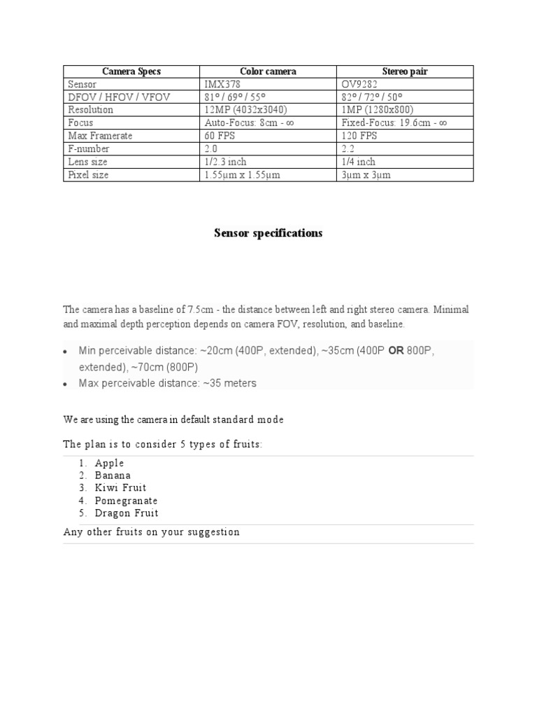 Camera Specs PDF