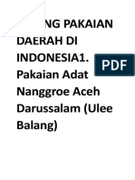 Kliping Pakaian Daerah Di Indonesia1. Pakaian Adat Nanggroe Aceh Darussalam (Ulee Balang)