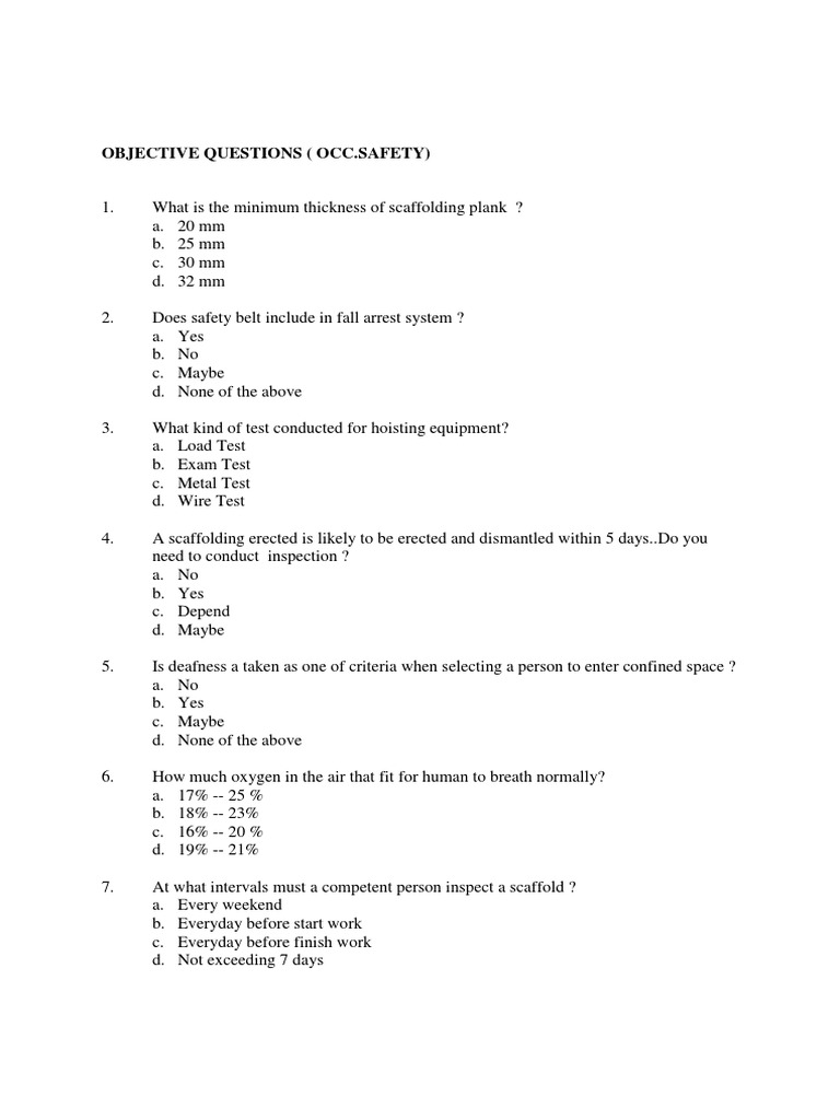 M4 OccSafetyQ's | Download Free PDF | Crane (Machine) | Scaffolding