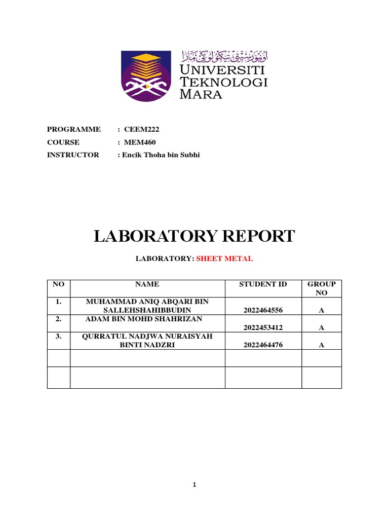 MEM460 Lathe Machine Report PDF