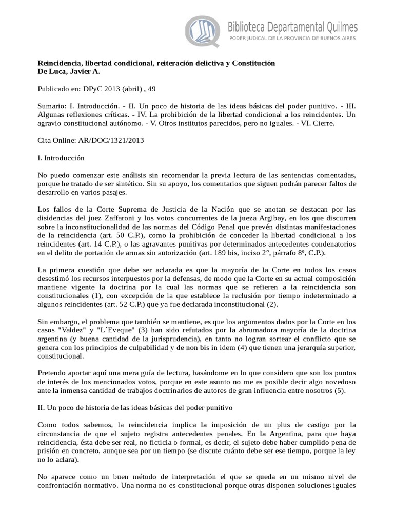 Diferencias entre reiteración y reincidencia | PDF | Pena capital | Prisión