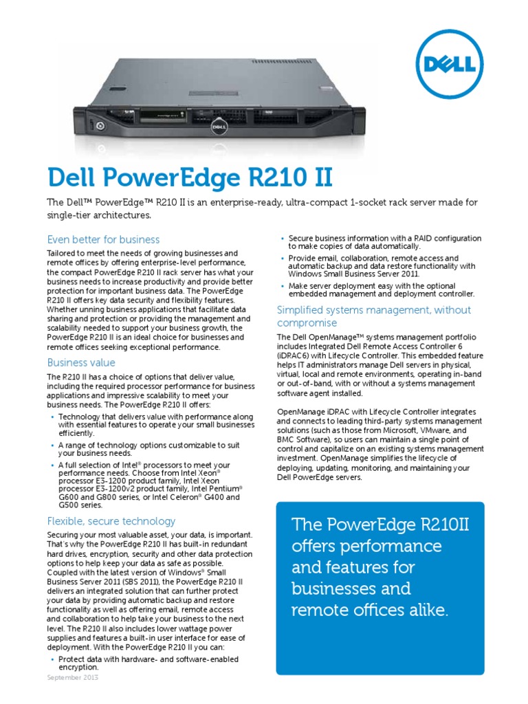 Dell R210 II-SpecSheet | PDF | Hyper V | Microsoft Windows