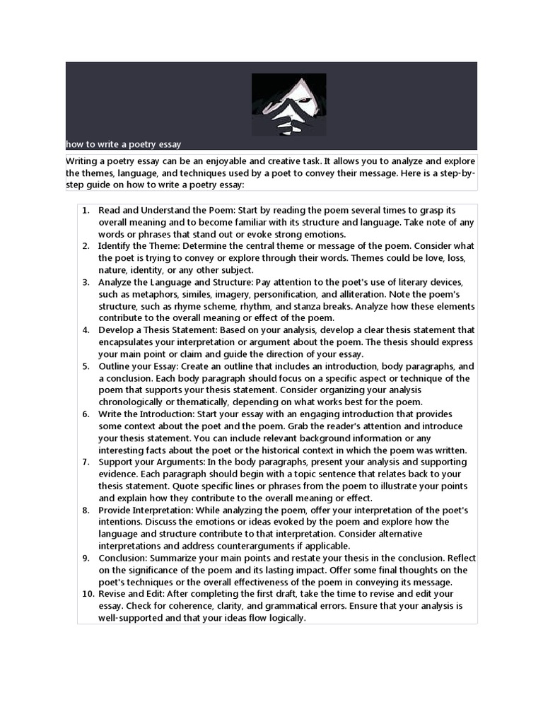 How To Write A Poetry Essay University Level
