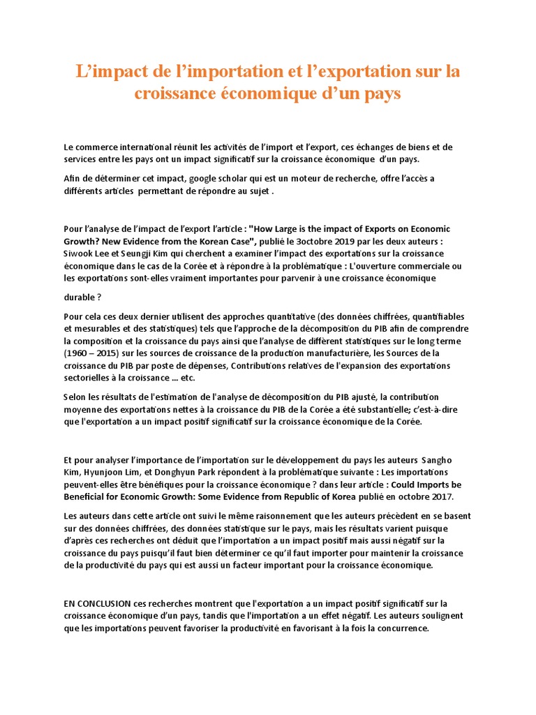 Impact du commerce sur la croissance économique | PDF | Croissance ...