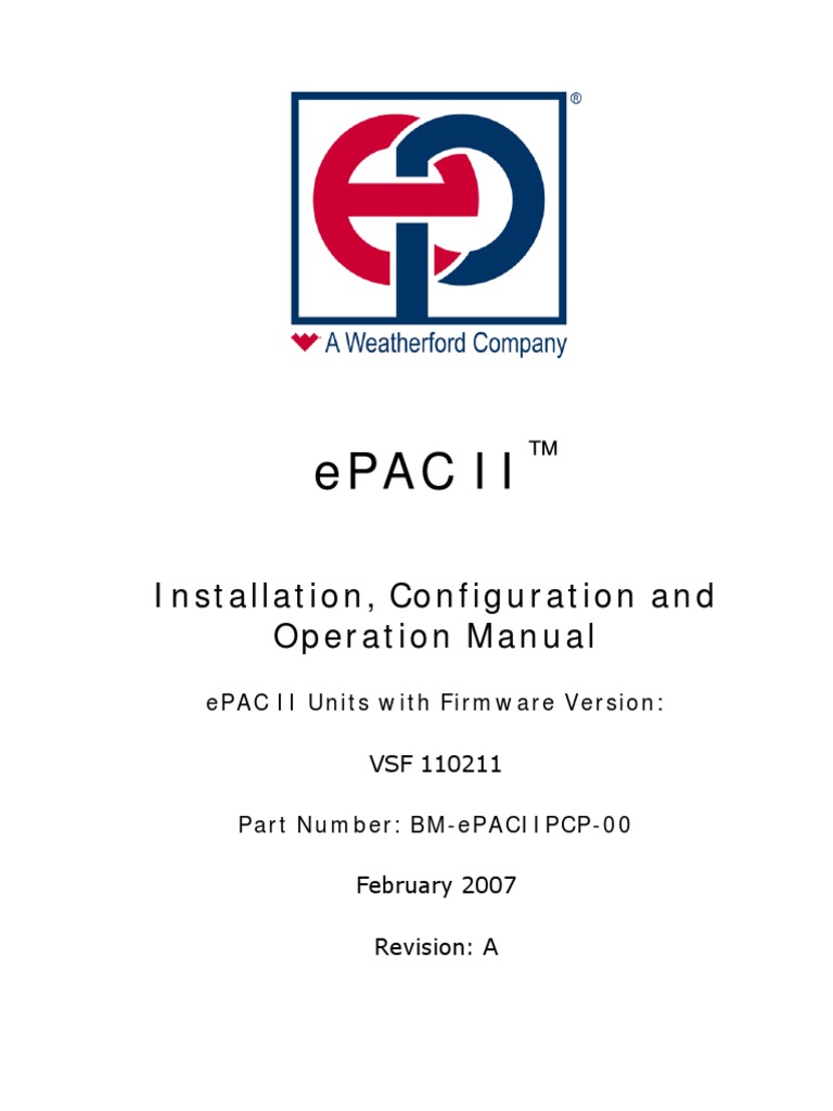 EPACII PCP Operational Manual | PDF | Electric Motor | Power Supply
