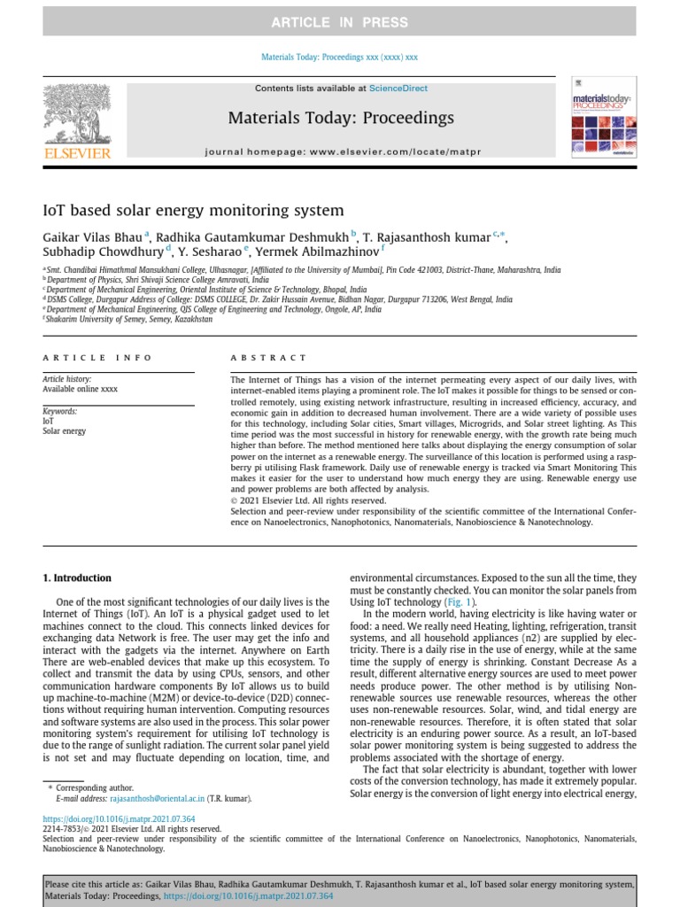 IoT-Based Solar Power Monitoring System | PDF | Power Supply | Solar Cell