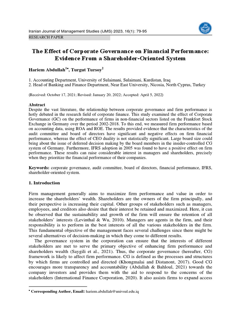 The Effect Corporate Governance | PDF | Multicollinearity | Corporate ...