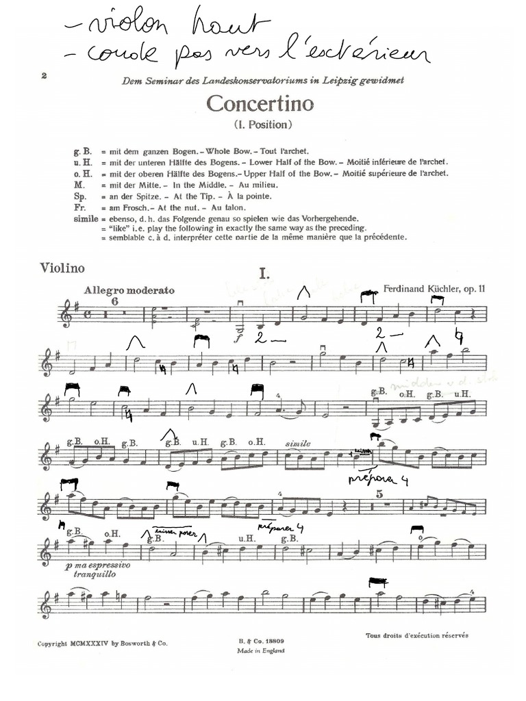 Küchler - Concertino (Violin Part) | PDF