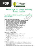 Oracle SQL and PLSQL Training Course Syllabus