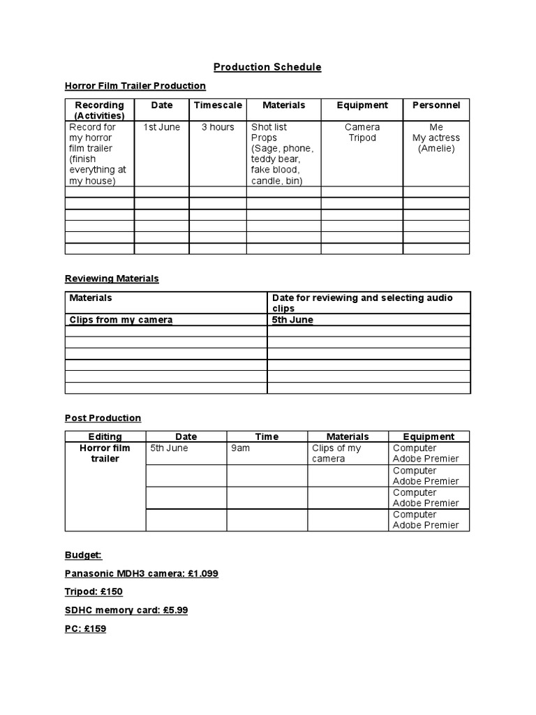 Podcast Production Schedule PDF