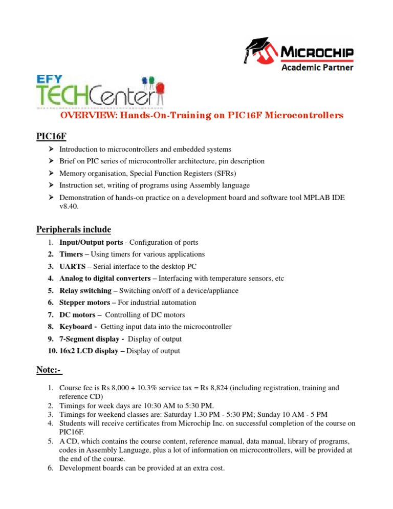 PIC16F Microcontroller Training Course | PDF