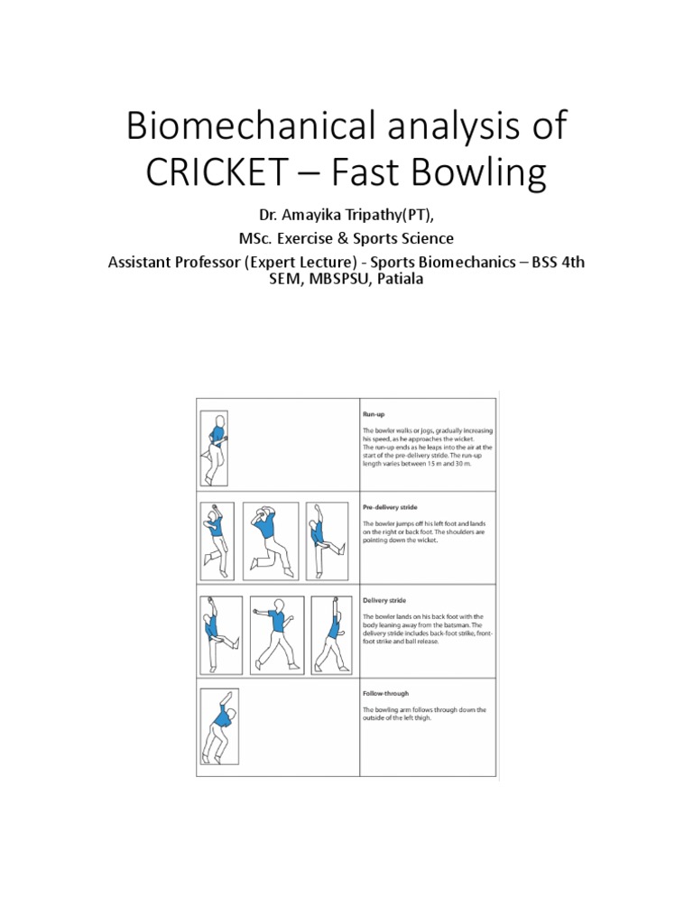 Biomechanical Analysis of CRICKET Fast Bowling PDF