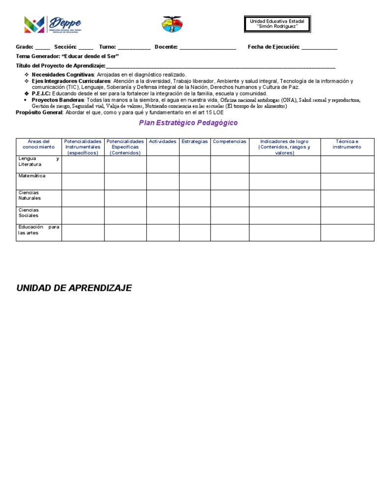 Formato Proyecto de Aprendizaje Primaria 2022 | PDF