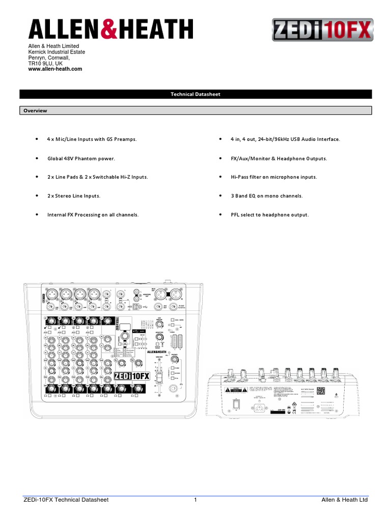 ZEDi 10FX Technical Datasheet | PDF