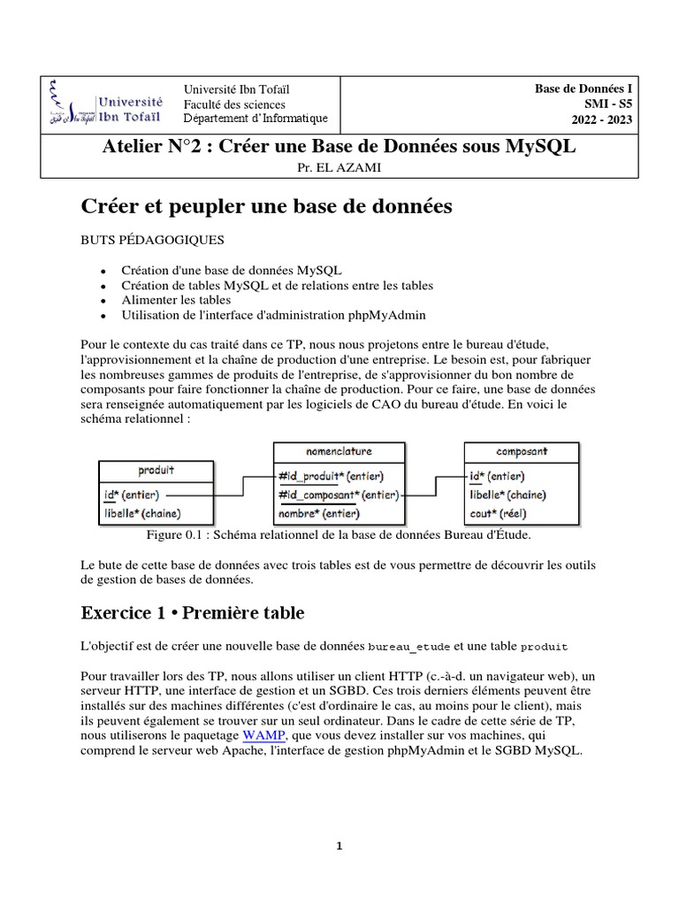 Exercice de création de base MySQL | PDF | MySQL | Bases de données