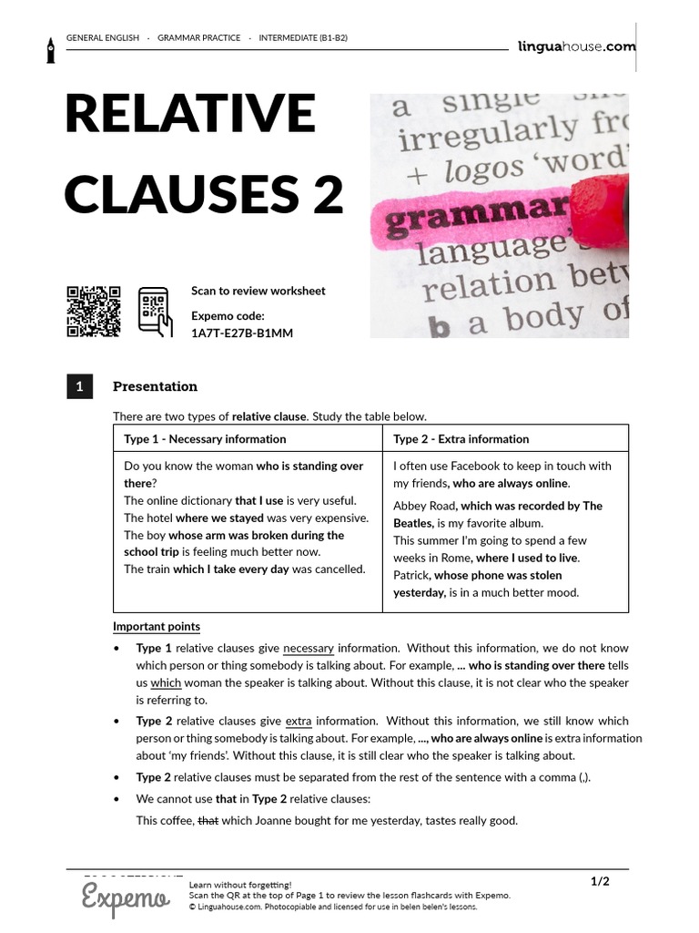 Relative Clauses 2 British English Student | PDF