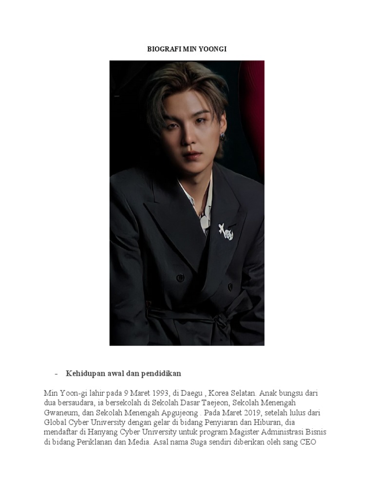 Biografi Min Yoongi | PDF