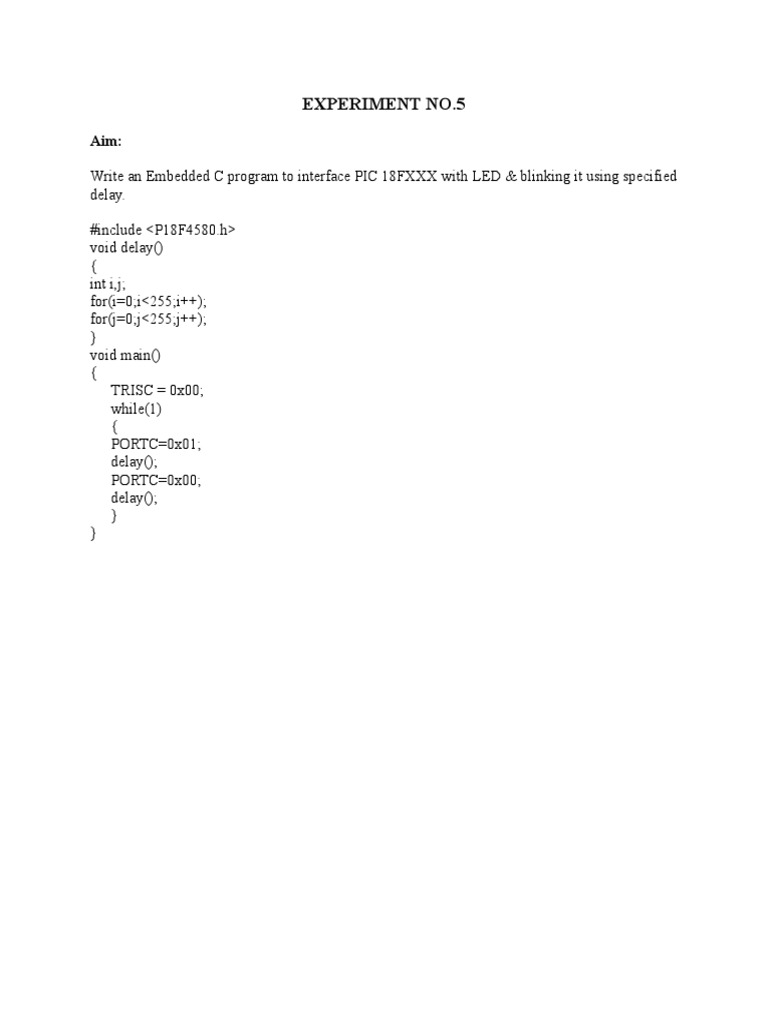 PIC 18FXXX LED Blinking Code | PDF | Computers