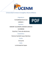 Universidad Cristiana Evangélica Nuevo Milenio: Contabilidad Gerencial Unidad: I