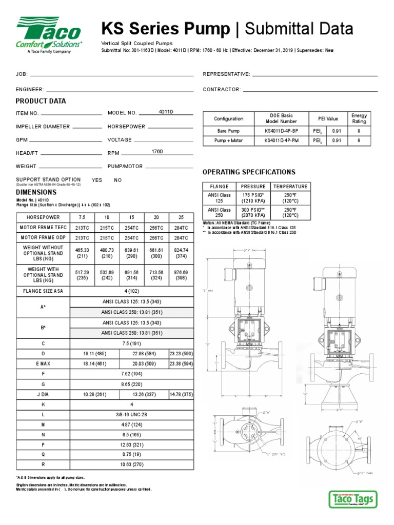 KS Series 4011D Pump Specifications | PDF