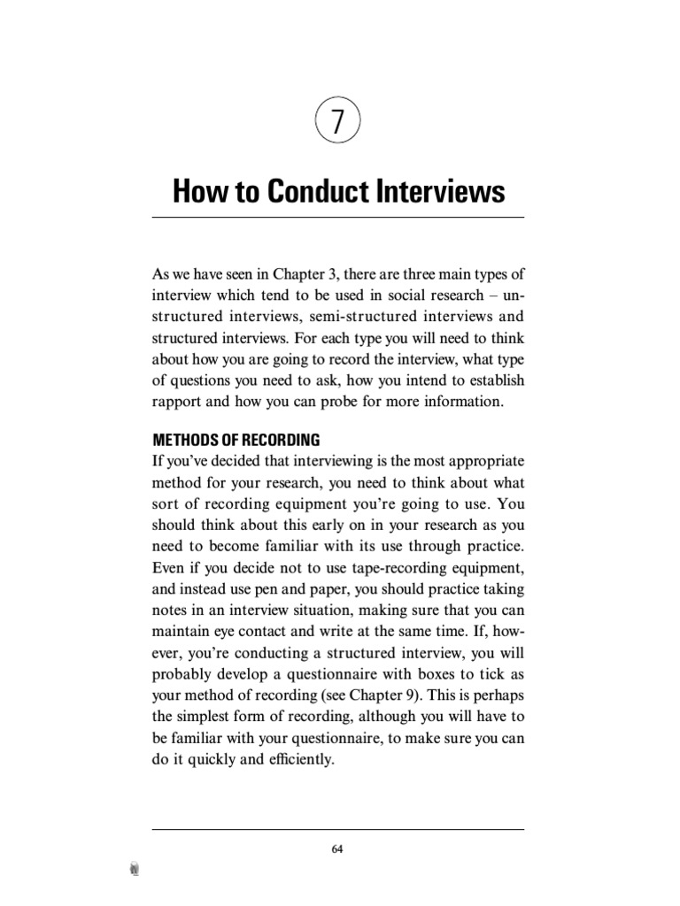 CHAPTER 3 - How To Conduct Interviews | PDF