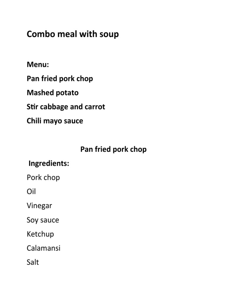 Combo Meal With Soup ROCHIEL a. Isuga PDF